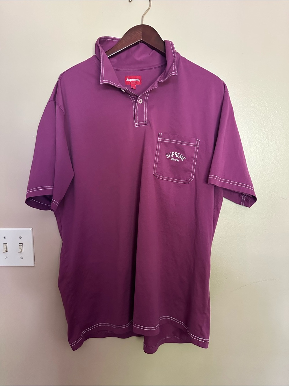 Supreme Men’s Orchid Purple Pocket Polo with Contrast Stitching